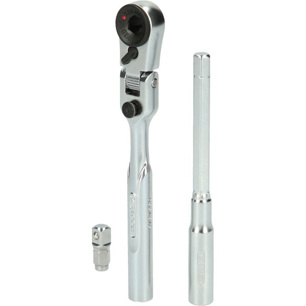 KS TOOLS 1/4 Bit-Gelenk-Umschaltknarren-Satz mit Steckadapter für Stecknüsse 3tlg. - 918.1590