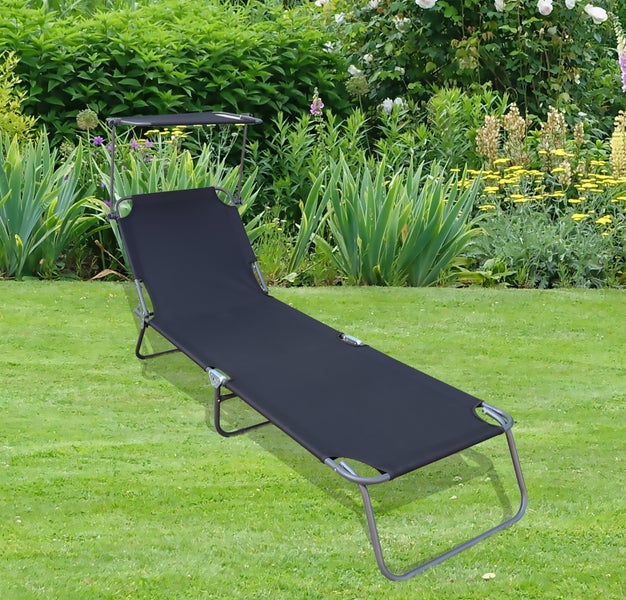 Sonnenliege Liegestuhl klappbar Gartenliege Dach
