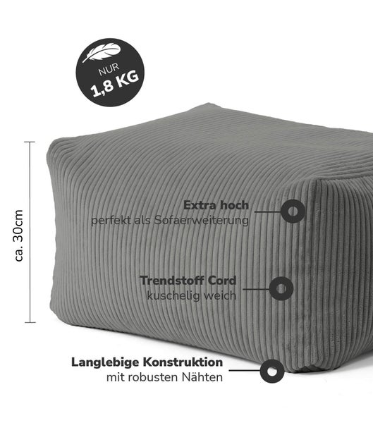 Bankauflage mit den Maßen 120 cm mal 48 cm und einer Dicke von 5 cm.