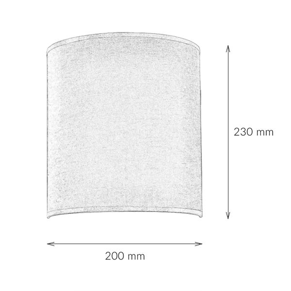 Abmessungen einer Wandleuchte: 230 mm Höhe und 200 mm Breite.