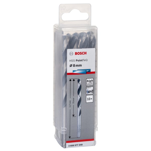 Bosch 10x HSS PointTeQ DIN 338 8 x 75 x 117 mm - 2608577248