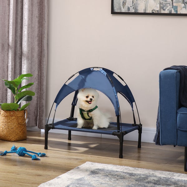 PawHut Hundebett, L61 x B46 x H62 cm, Stahl, Oxford, Dunkelblau+Schwarz