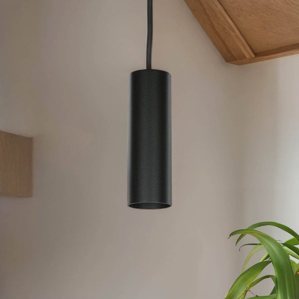 Schwarze Hängelampe im Zylinderdesign für Innenräume