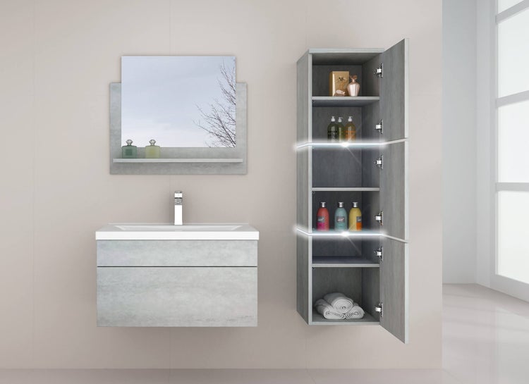 Home Deluxe - Badmöbel-Set - WANGEROOGE BIG Grau - Large - inkl. Waschbecken und komplettem Zubehör - Breite Waschbecken: 60 cm | Badezimmermöbel Waschtisch Badmöbelset