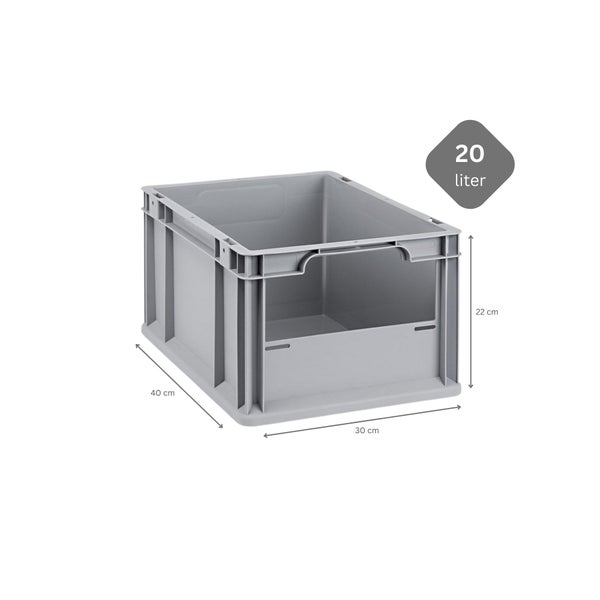 PROREGAL SparSet 5x Eurobox NextGen Insight HxBxT 22 x 30 x 40 cm 20 Liter Front Offen Eurobehälter Transportbox
