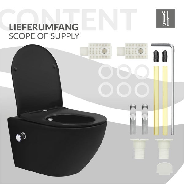 Wand-WC mit Toilettendeckel und Montagezubehör im Lieferumfang