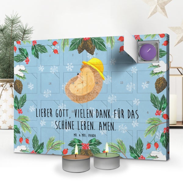 Mr. & Mrs. Panda Duftkerzen Adventskalender Igel Beten - Blau Pastell