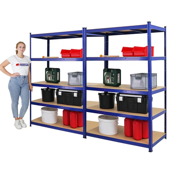 PROREGAL Mega Deal 2x Schwerlastregal Taurus HxBxT 180 x 120 x 60 cm Fachlast 175 kg Blau