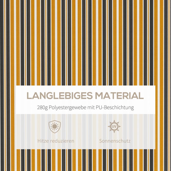 Outsunny Markise Gelenkarmmarkise Sonnenschutz mit Handkurbel 3,5 x 2,5m Gelb Grau Alu Polyester