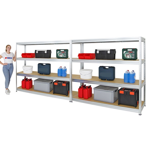 PROREGAL Mega Deal 2x Schwerlastregal Dino HxBxT 180 x 200 x 60 cm Fachlast 500 kg Verzinkt