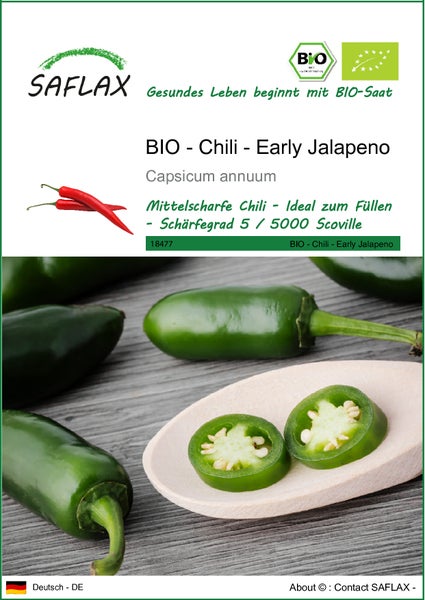 SAFLAX  - BIO - Chili - Early Jalapeno - Capsicum annuum - 20 Samen