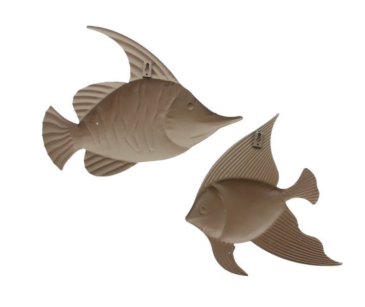 FRANK FLECHTWAREN | Wanddeko Fisch, 2er Set, 36 x 2 x 27 cm, 28,5 x 1,5 x 28 cm, METALL