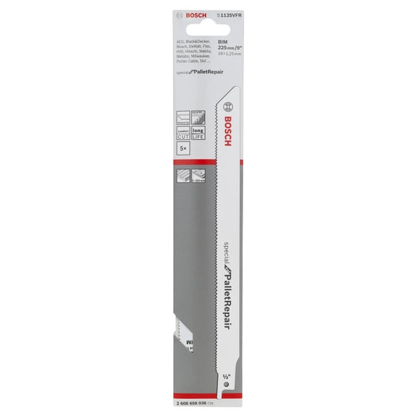 Bosch 5x Säbelsägeblatt S 1125 VFR Special for Pallet Repair - 2608658036