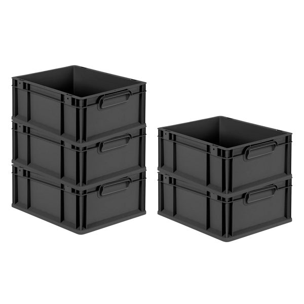 Eurobox NextGen Grip, HxBxT 17x30x40cm, 16 Liter, Griffe geschlossen, Schwarz, Eurobehälter, Transportbox, Transportbehälter, Stapelbehälter