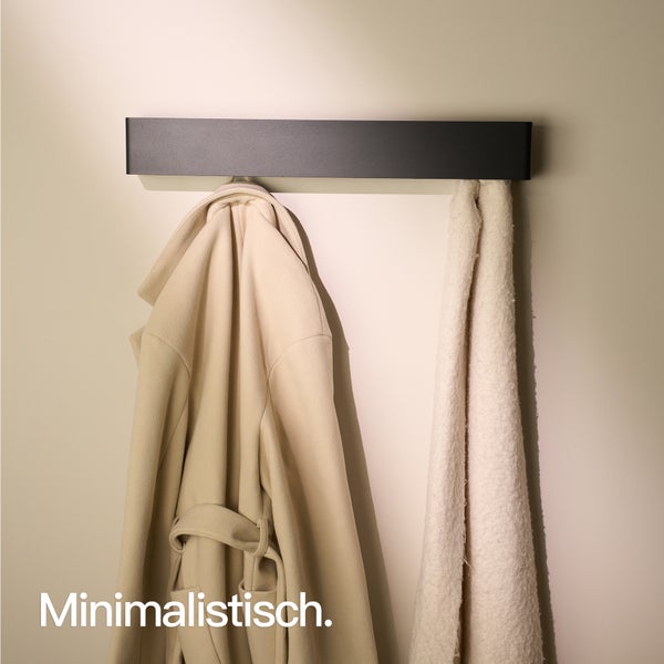 Designfabrik Hamburg Garderobe mit versteckten Haken  |  Wandgarderobe Schwarz 57 cm