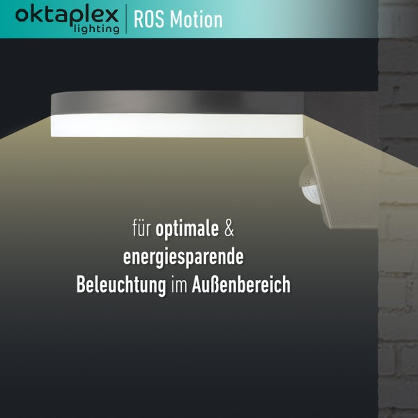 Ros LED Außenlampe mit Bewegungsmelder warmweiß 3000K IP65 1300 Lumen Wandleuchte 230V anthrazit