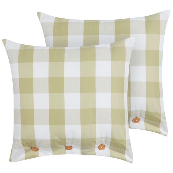 Dekokissen 2er Set TAMNINE 45 x 45 cm Hellgrün Kariertes Muster
