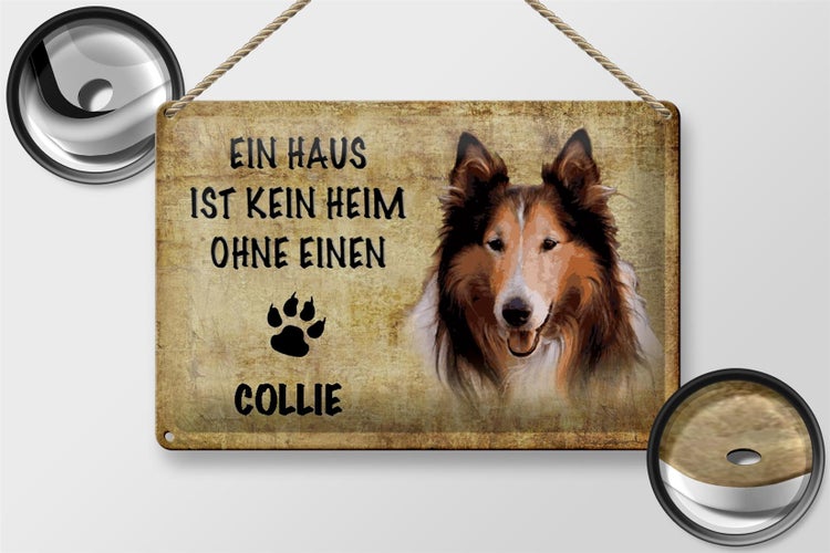 Blechschild Spruch 30x20cm Collie Hund ohne kein Heim