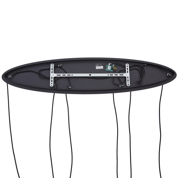 Ansicht der Rückseite einer Hängeleuchte mit Kabeln und Montagevorrichtung