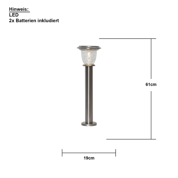 Solarleuchte mit LED und Batterien, Höhe 61 cm
