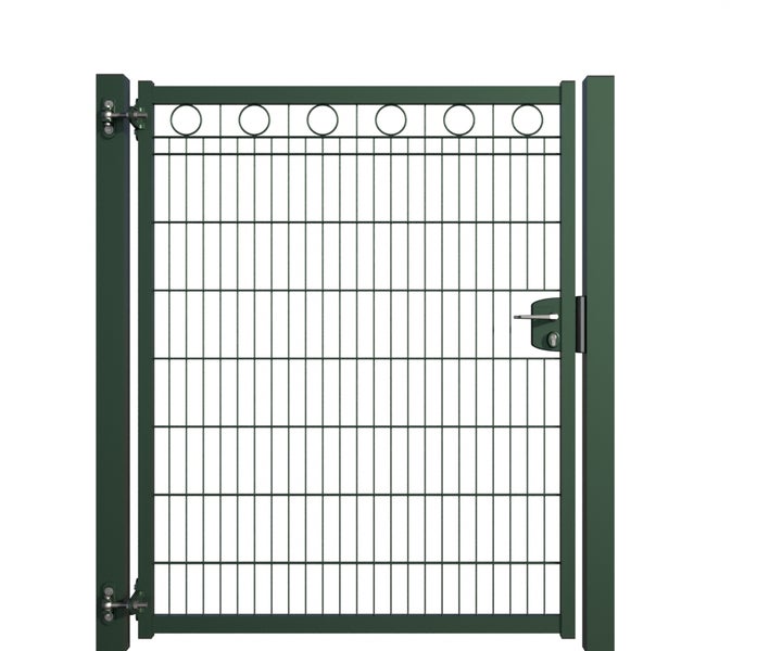 Gartentor aus Metallgitter mit Schloss und Rahmen