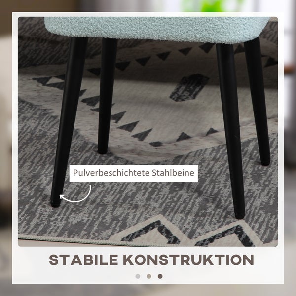 HOMCOM Fußhocker Sitzhocker Quadratischer Schminkhocker Fußstütze mit Kaschmir-Optik, Stahlbeine, für Wohnzimmer, Schlafzimmer, Hellblau, 42 x 42 x 47 cm