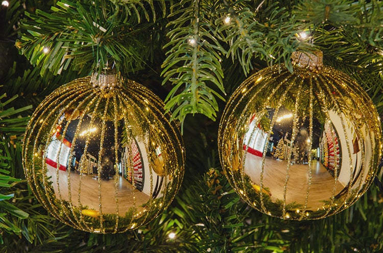 Gold glanz 8cm Glaskugel mit goldenen Linien (6 Stück) (GMK), 6 Stck., Weihnachtsbaumkugeln, Christbaumschmuck, Weihnachtsbaumanhänger