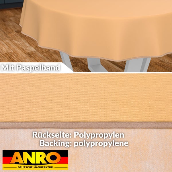 Tischdecke mit Paspelband und Polypropylen Rückseite