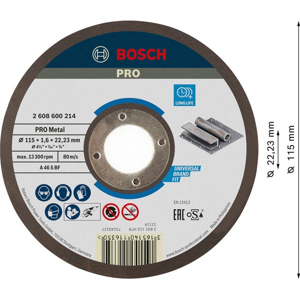 Bosch PRO Metal Trennscheibe 115 x 1,6 x 22,23 mm - 2608600214