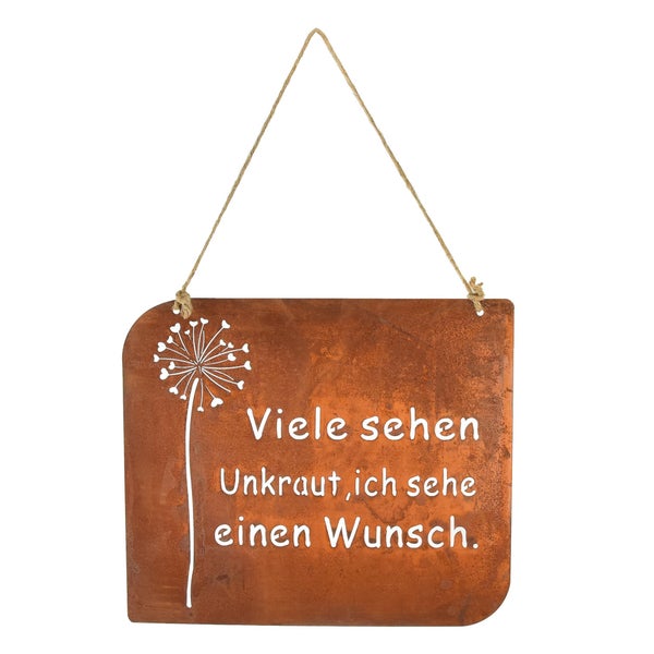 Dekoschild mit Löwenzahn-Motiv und Aufhängung