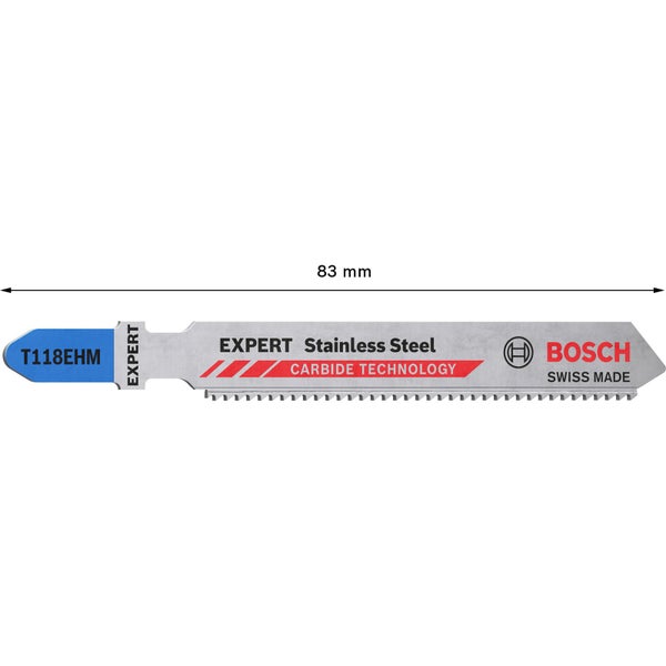 Bosch Stichsägeblatt Expert Stainless Steel T118EHM, 83 Millimeter