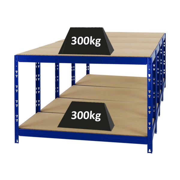 PROREGAL Mega Deal 4x Werkbank Tiger HxBxT 90 x 140 x 60 cm Fachlast 300 kg Blau