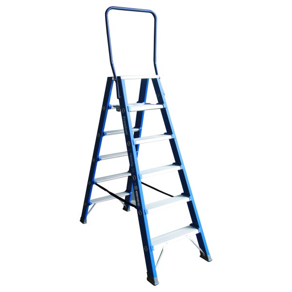 Stehleiter mit sechs Stufen und Haltebügel