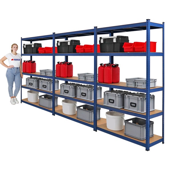 PROREGAL Mega Deal 3x Schwerlastregal Ragnar HxBxT 180 x 120 x 40 cm Fachlast 175 kg Blau Garagenregal Kellerregal Werkstattregal Steckregal
