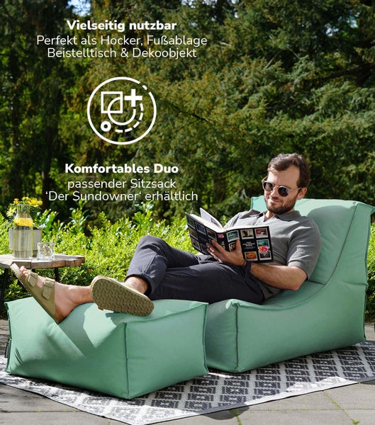 mokebo Outdoor Pouf o. Hocker in Grün 'Der Ruhestifter', Fußhocker mit EPS-Perlen Füllung