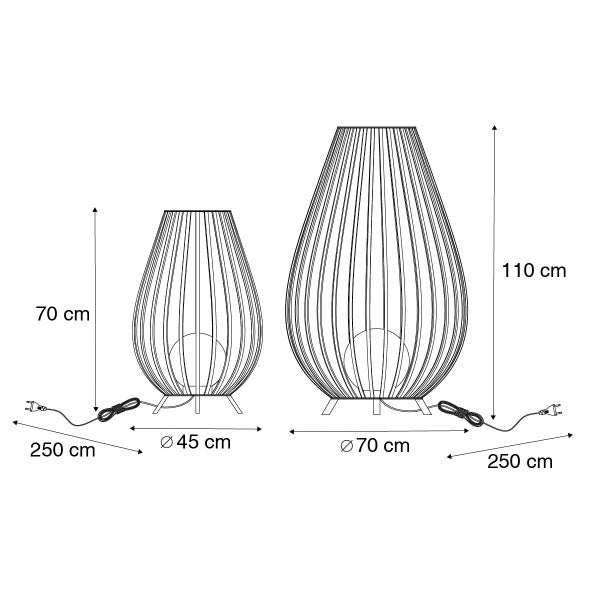 Maße der dekorativen Bodenleuchte