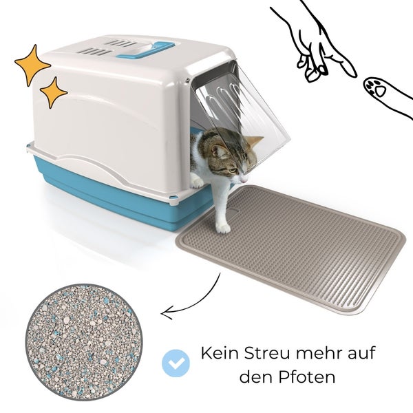 Katzenklo Matte Katzenstreu Katzentoilette Vorleger Unterleger Auffangmatte Grau Zaubermatte Vorlegematte