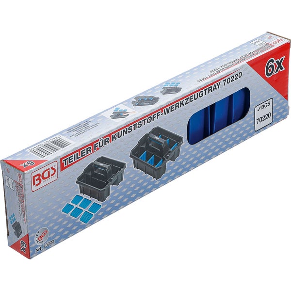 BGS Technic Sechserpack Trennwände für Kunststoff-Werkzeugtray 70220 in der Originalverpackung.