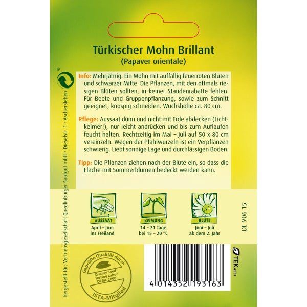 Türkischer Mohn Brilliant Samen von Quedlinburger SAATGUT