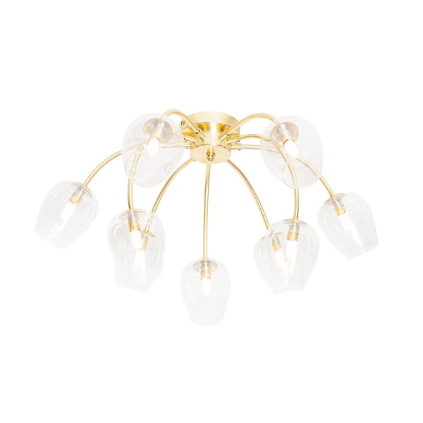Klassische Deckenlampe Gold mit Glas 9 Lichter - Elien