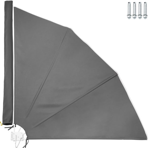 Balkonfächer tectake  140 x 7,5 x 140 cm Stahl und Polyester anthrazit