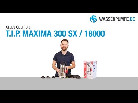 T.I.P. Maxima 18000 Schmutzwasserpumpe - 18.000 L/Std. - 700W - Förderhöhe 8m - Rostfreier Stahl - Mit Schwimmer - Tauchpumpe