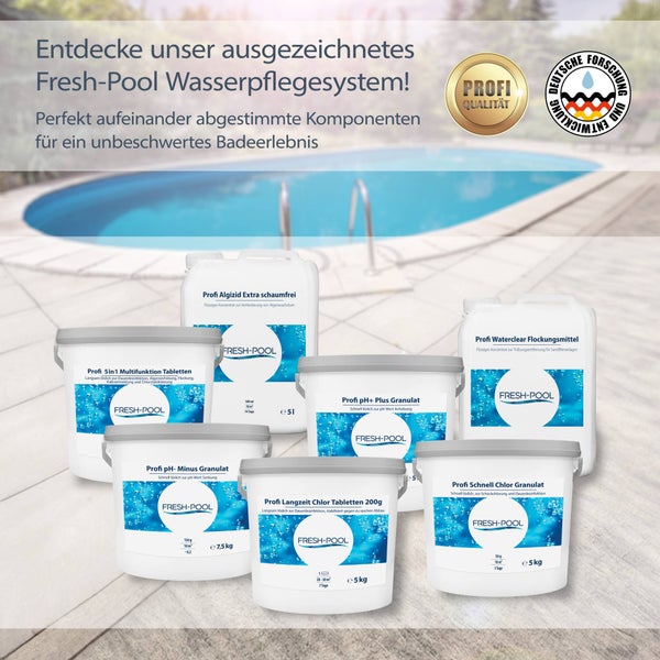 Fresh-Pool Profi Langzeit Chlor Tabletten 200g 5 kg - Chlortabs /<br />Chlortabletten für Pool | Chlor Langzeittabletten Pool | Langzeit<br />Chlortabletten 200g