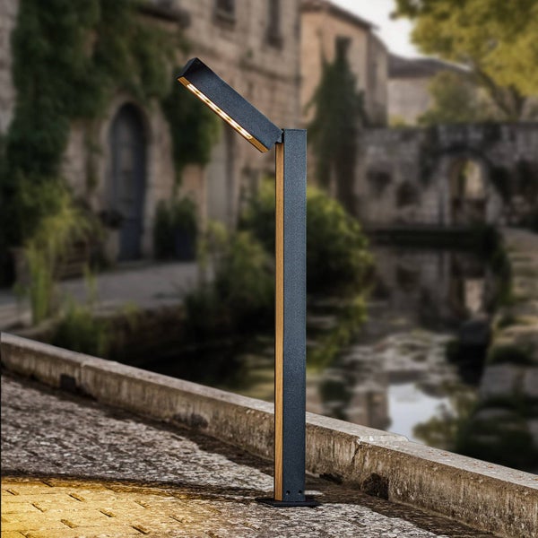 Lucande LED Außenleuchte Taskalin (Modern) in Schwarz aus Aluminium (1 flammig, ) - Wegeleuchte Pollerleuchte Wegelampe Sockelleuchte