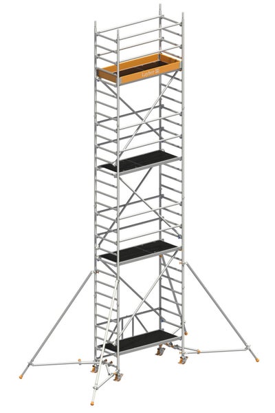 Layher Rollgerüst ZIFA P2 Safety Plus mit Doppelgeländer und ausziehbaren Gerüststützen 8,61m AH