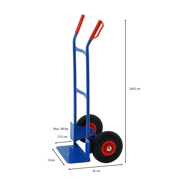 PROREGAL Sackkarre mit Standardschaufel und Gummibereifung  HxBxT 118,5x55x45cmTraglast 200kg Blau