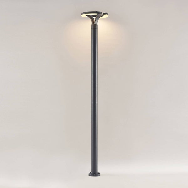 Lindby LED Mastleuchte außen Keily (spritzwassergeschützt (Modern) in Schwarz aus Aluminium (2 flammig, ) - Kandelaber Außenleuchte