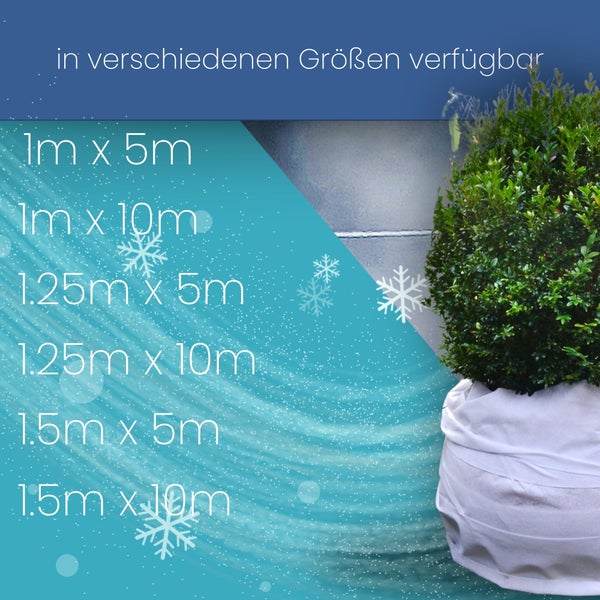 BioHelfer© Wintervlies, 120g/m², 1,5m x 10m, inkl. 5 Befestigungsbänder, Frostschutz für Pflanzen