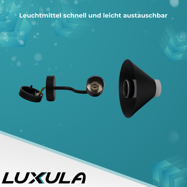 Luxula Wandleuchte mit abnehmbarem Lampenschirm für einfachen Austausch des Leuchtmittels.