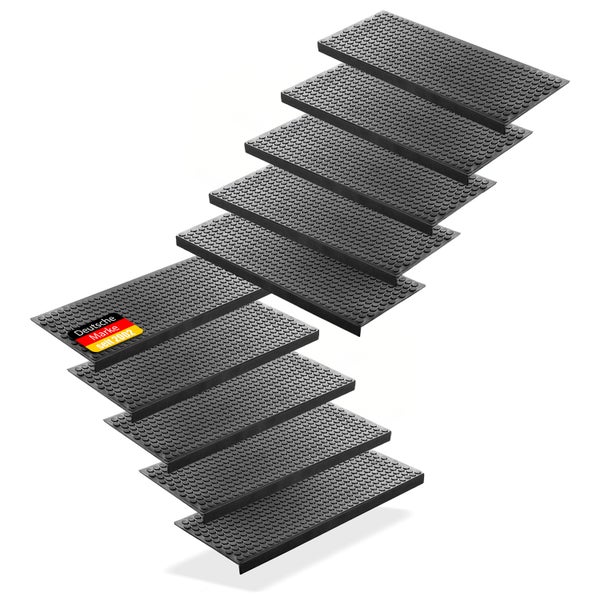 BigDean 10 Stück Stufenmatten aus Gummi – 75 x 25 cm – Outdoor Treppenstufenmatten – Anti Rutsch Gummimatten Kreis Design